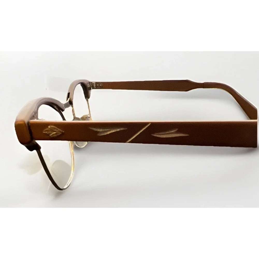 VTG Imperial Cat Eye Glasses frames ONLY 5 1/2 floral aluminum 50's 60's Bronze